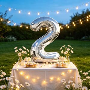 Party Love N2 45cm 12 pcs Bag Numero Silver Balloon for making your celebrations memorable and stylish - Product Image 4