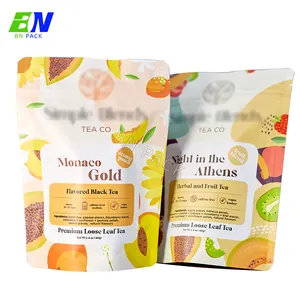 Custom Printing Food Plastic Tea Bag Zip Lock Pouch With Resealable Zipper