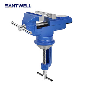 Étau d'établi pivotant en acier moulé de 3 pouces, fixation par pince, rotation à 360° °   Étau rotatif à mâchoires dentelées pour le travail du bois, la métallurgie et le perçage - Product Image 1