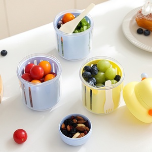 Portable Fruit Washing Lunch Box Detachable <b>Vegetable</b> Cleaner <b>Storage</b> Container With Handle for Office School Picnic - Product Image 4
