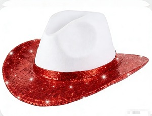 Sombrero de Vaquero Unisex de Fieltro con Diamantes Brillantes, Sombrero de Vaquera Rosa Brillante con Pedrería para Hombres y Mujeres, para Deportes, Fiestas al Aire Libre, Disfraces - Product Image 6