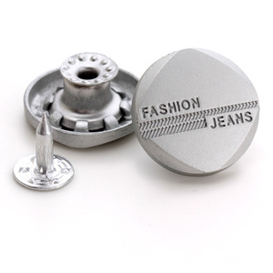 Botão de Metal Redondo Personalizado de 17mm com Logotipo em Relevo, Botão de Pérola Prata para Jeans e Roupas - Product Image 5