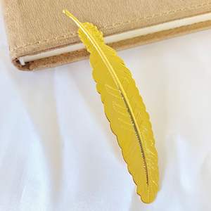 Clássico <span class=keywords><strong>Metal</strong></span> Marcadores com Penas & Folha Adereços Gravado Jóias Pingente Estudante Suprimentos Acessórios Chapeado Técnica - Product Image 6