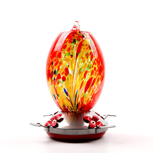 Comedero para pájaros de vidrio soplado con diseño de hormiguero rojo para colibríes - Product Image 1