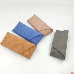 送料無料ロゴ二重壁ベルベット手作りメガネレザーケース - Product Image 1