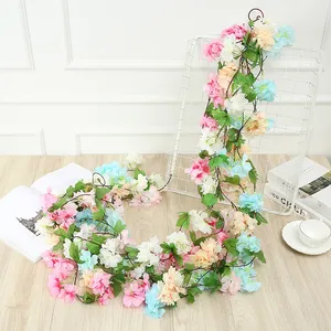 Cheap China Wholesale Long Artificial Vine Cherry Blossom Flower Garland Hanging Silk Cherry Blossom Sakura Flowers Garland