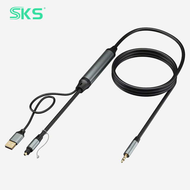 3 in 1 USB a to 3.5mm AUX Digital Optical TOSLINK Audio Cable with DAC Amplifier for TV PS5 Xbox Soundbar Home Theater