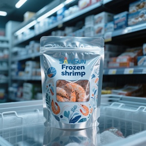 Custom impresso plástico fundo liso mexilhões peixe marisco embalagem saco bolsa congelados alimentos embalagens