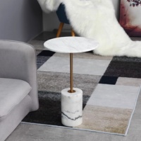 Table d'appoint ronde en marbre travertin beige de luxe moderne de taille personnalisée pour le salon