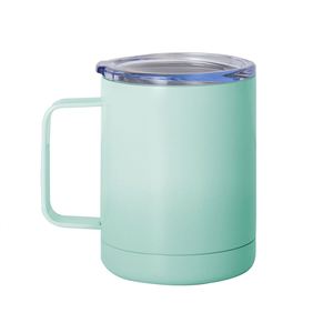10oz Simple Vacuum Insulated Custom Business Gift Cup with Handle - Office Grade Stainless Steel Mug with Handle - Product Image 3