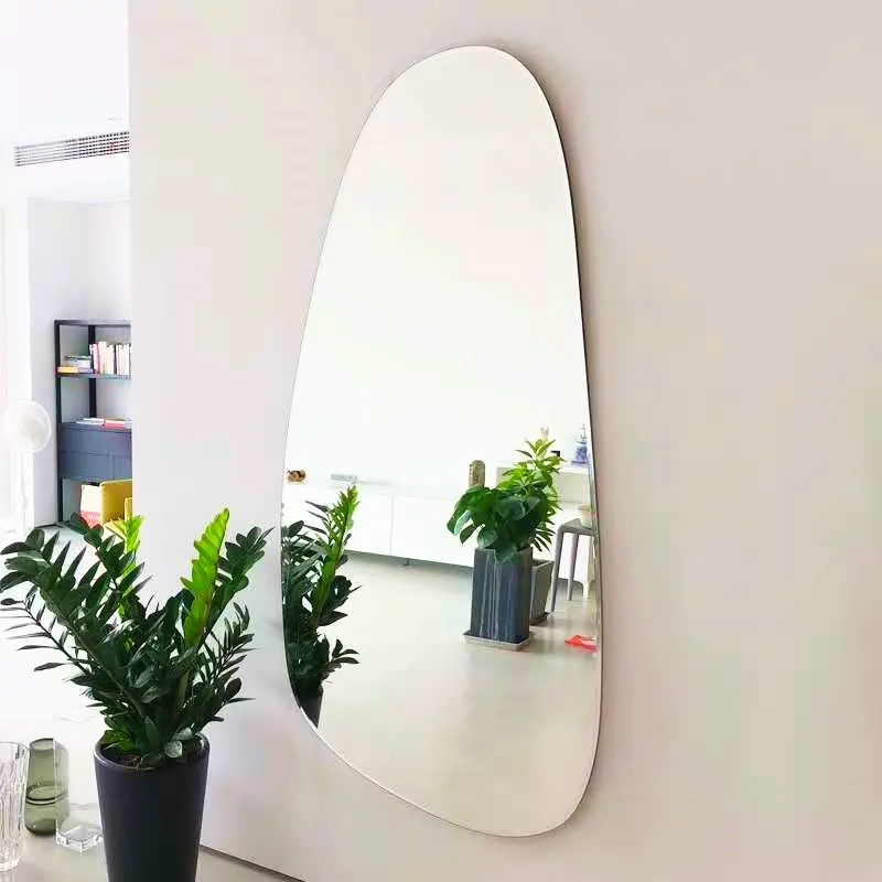 Vente en gros forme personnalisée miroir mural infini bon marché miroirs muraux sans cadre salle de bain chambre décoration intérieure miroir mural