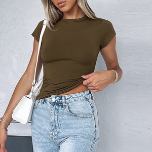 Maglietta a buon mercato Street Wear in poliestere con LOGO fatto da te estivo da <span class=keywords><strong>donna</strong></span> con stampa personalizzata in bianco e traspirante magliette bianche di base - Product Image 2