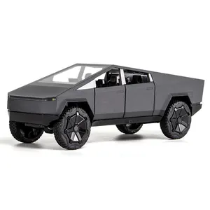 डाई कास्टिंग 1:24 मिश्र धातु कार मॉडल सिमुलेशन कार खिलौना पल्लबैक धातु संग्रह कार मॉडल टेसला पिकअप ट्रक
