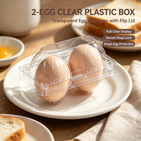 Boîte à œufs en plastique transparent à 2 compartiments, avec couvercle rabattable, jetable et empilable, pour œufs frais de ferme, emballage cadeau pour le marché