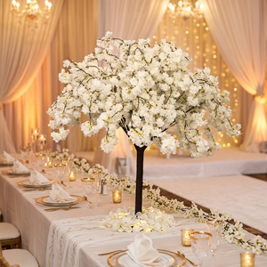 Árbol de Flores Artificiales LEDA para Decoración de Mesa en Eventos y Fiestas, con Flores de Cerezo Blancas Colgantes, para Bodas - Product Image 1