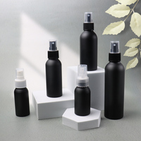 Bouteilles vides en aluminium de jet de protection solaire de parfum rechargeables 40ml 50ml 100ml 120ml 150ml bouteilles noires mates de liquide de l'eau avec la pompe