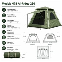 Tente de camping gonflable pour 4 à 6 personnes
