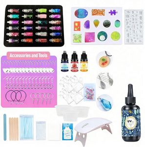 Kit de bijoux en résine UV fait main professionnel TOYSRUNNER, époxy transparent dur à durcissement rapide, moule en silicone pour pendentifs et boucles d'oreilles - Product Image 2