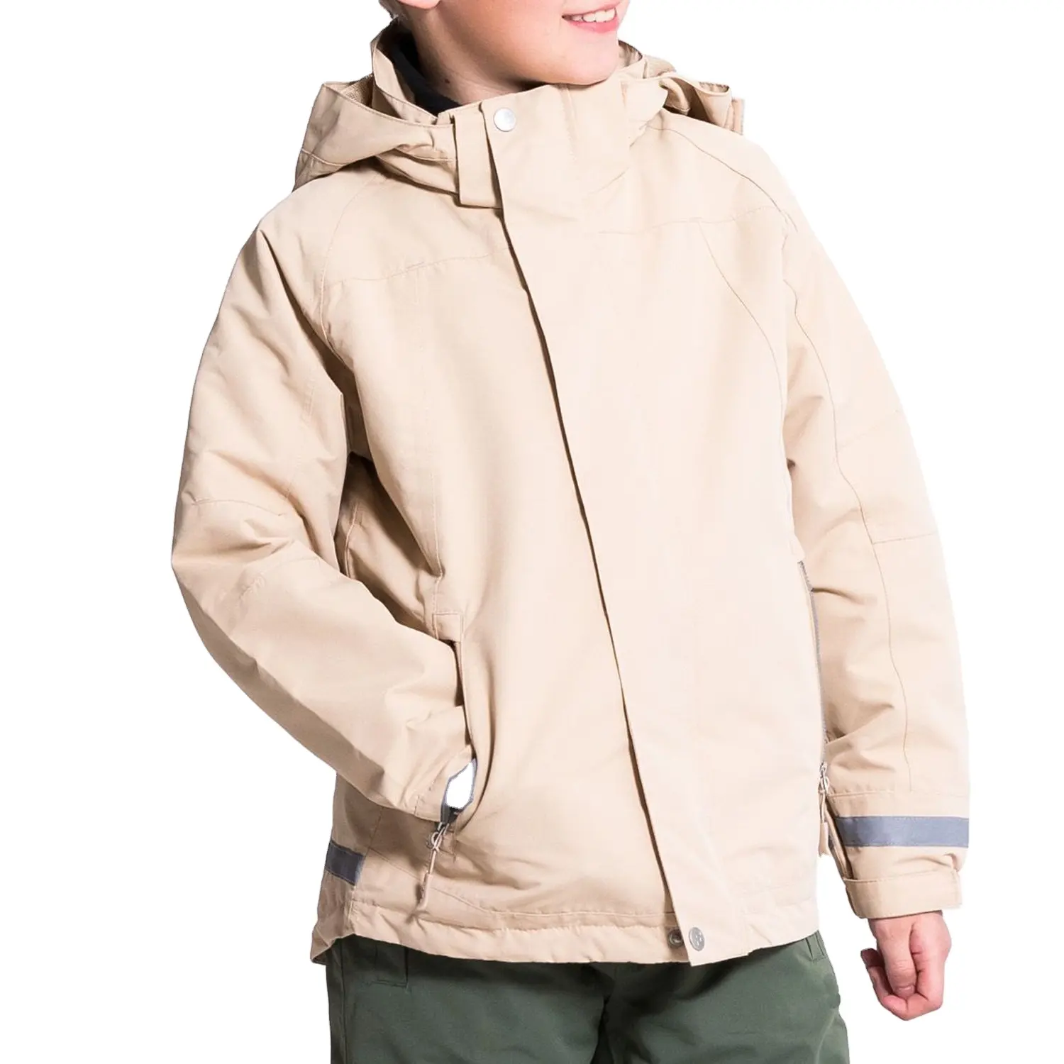 OEMキャンププレーン染めPUレイン防水通気性防風カスタマイズキッズフード付きアウトドアデザインジャケット