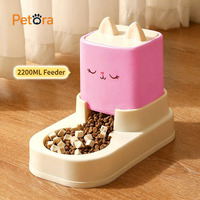 Petora Ensemble Complet Distributeur Automatique de Nourriture et Fontaine à Eau pour Chat Grande Capacité Conception Étanche à Eau Courante Garde les Pattes Sèches et Solides