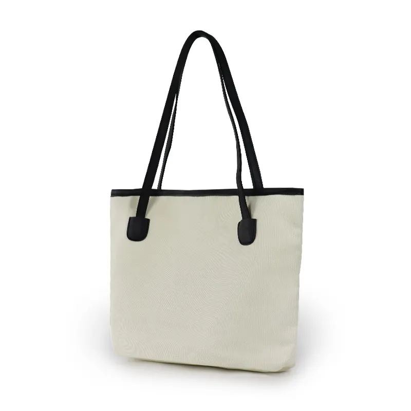 Modische Damen handtasche Baumwolle Leinwand mit Leder griff Benutzer definiertes Logo oder Druck Umwelt freundliche Einkaufstasche für die Verpackung