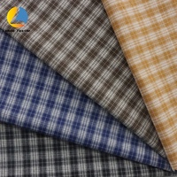Tissu en coton polyester à carreaux personnalisable de 145 cm de large, 115 g/m², doux, léger, couleur café au lait, teint en fil pour la confection de chemises et de jupes