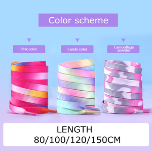 <span class=keywords><strong>Lacets</strong></span> plats en polyester arc-en-ciel, 9 couleurs, imprimé dégradé pour chaussures de sport décontractées - Product Image 5