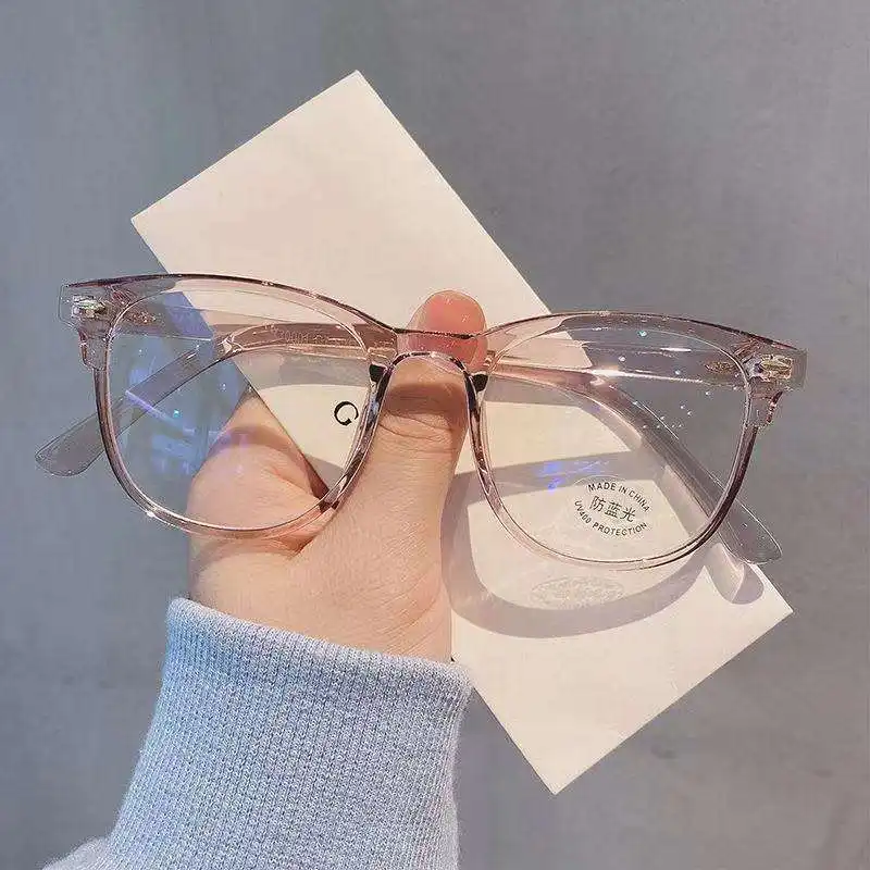 Kacamata perlindungan transparan kacamata bingkai persegi kacamata Anti cahaya biru