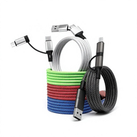 Câble magnétique auto-enroulant multifonctionnel en nylon USB 20V PD 60W à charge rapide et transfert de données, produit phare