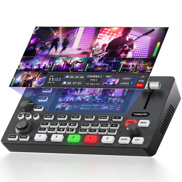 PC500 All-in-One Video Mixer Live Production Video Switcher for Streaming, Recording, Playback, PTZ Control, Editing