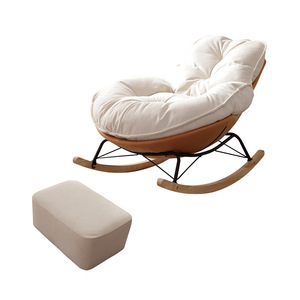 Fauteuil à bascule de luxe Penguin, fauteuil inclinable paresseux, chaise escargot individuelle pour salon, balcon, chambre à coucher, détente, blanc coquille d'œuf - Product Image 4
