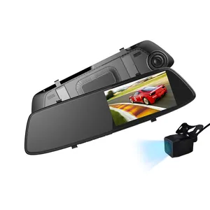 Kamera Dasbor Mobil Pintar HD 1080P, Kamera Perekam Video Cermin Dasbor Mobil Ganda Dvr Penglihatan Malam Cerdas 4.3 P, Alat Bantu Mundur Mobil Dalam Kotak Hitam