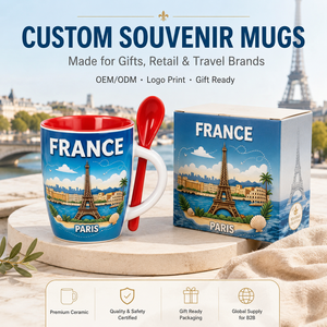Taza de Café de Cerámica Personalizada con la Torre Eiffel de París, Recuerdo Premium, Regalo Turístico, OEM, ODM, Venta al Por Mayor - Product Image 1