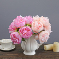 Bouquet de pivoines artificielles en soie de 32 cm, fausses fleurs de pivoine en gros pour la décoration de mariage, de fête, de maison et de vase de table