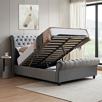 Lit de Rangement en Bois Nouveau Design avec Tête de Lit Personnalisée, Simple, Double ou Grand Format pour Chambre à Coucher