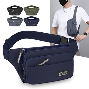 Sac de Poitrine Rétro pour Homme en Tissu Oxford Gris Bleu Foncé Vert Armée Noir Couleur Unie Portable pour Affaires et Voyages Printemps 2025 - Product Image 4