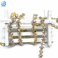Chaud classique plaqué or AB strass chaîne brillant coudre sur frange garniture pour accessoires de robe de mariée