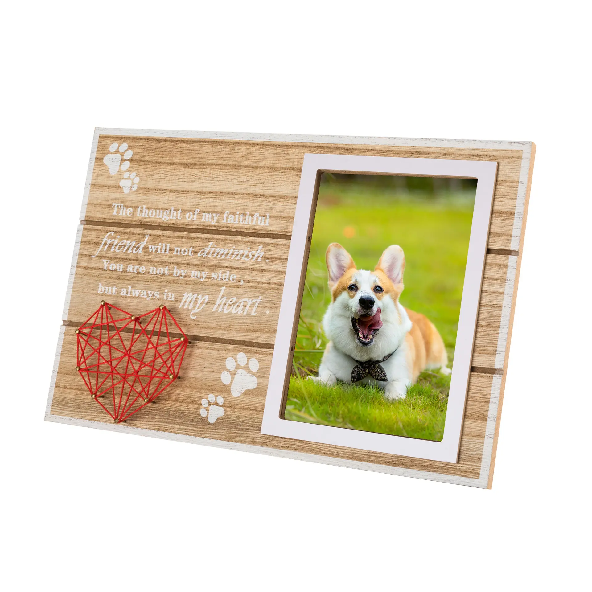 paw prints woven heart design wooden cat dog pet loss picture frame memorial Remembrance sympathy gifts
