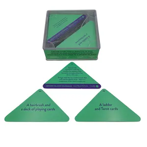 纸质定制印刷各种形状圆形三角形六角卡儿童教育闪卡带透明塑料盒