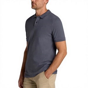 Polo pour homme, col en V, coupe ajustée, polyester/coton, tricot uni, 220 GSM, logo personnalisé OEM, directement de l'usine - Product Image 6