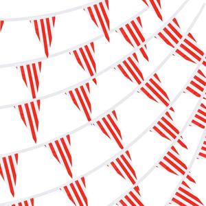 Guirnalda de Banderines a Rayas Rojas y Blancas de 10 Metros para Decoración de Fiestas Temáticas de <span class=keywords><strong>Circo</strong></span> y Carnaval, Inauguraciones y Eventos al Aire Libre - Product Image 1