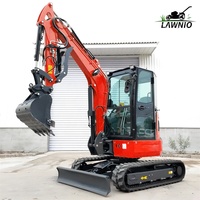 Mini Excavator LAWNIO Bertenaga Kuat, Kabin, Track Karet, Sistem Hidrolik, untuk Pekerjaan Pertanian dan Konstruksi, Mini Excavator Profesional