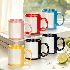Wholesale Sublimation Blank Ceramic Mug Series 11oz 15oz Inner Color Rim Handle Glitter Marble Color Changing Cup for Heat <b>Press</b> - Product Image 5