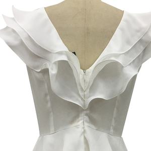 Custom Ladies Blouse Ladies <b>Heart</b> Neck Sleeveless Frill <b>Tops</b> - Product Image 3
