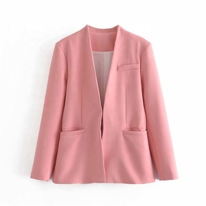 2025 Frühling und Sommer Neue Damen Casual Allround-Jacke Ohne Revers Langarm-Anzugjacke Mit Polsterung - Product Image 3