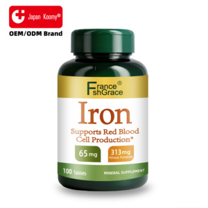 Complément de fer 65 mg avec logo personnalisé, favorise la production de globules rouges pour hommes et femmes, comprimés de fer pour la santé - Product Image 1