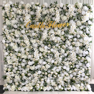 Фон для свадебной цветочной стены 8ft X 8ft белая Орхидея Розовая ткань Роза Гортензия искусственный цветок 3D стена для декора рулонная панель - Product Image 6