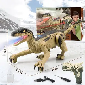 恐竜おもちゃRc子供用.4gシミュレーションリモコン子供用おもちゃウォーキングロボット恐竜おもちゃライトアップ & 轟音Velociraptor