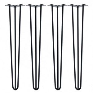 Pieds de table industriels modernes en métal robuste, type épingle à cheveux, à 2 ou 3 tiges, finition revêtement poudré noir, pour mobilier extérieur et hospitalier - Product Image 4