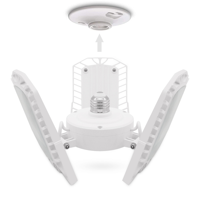 New Upgrade Super Bright Indoor Lighting 60W 6000lm 3 Leaf Ceiling Warehouse Workshop LED Garage Lights